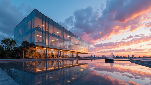 上海嘉和国际大厦西楼外景，现代化商务楼宇，玻璃幕墙设计，周围绿化环境优美